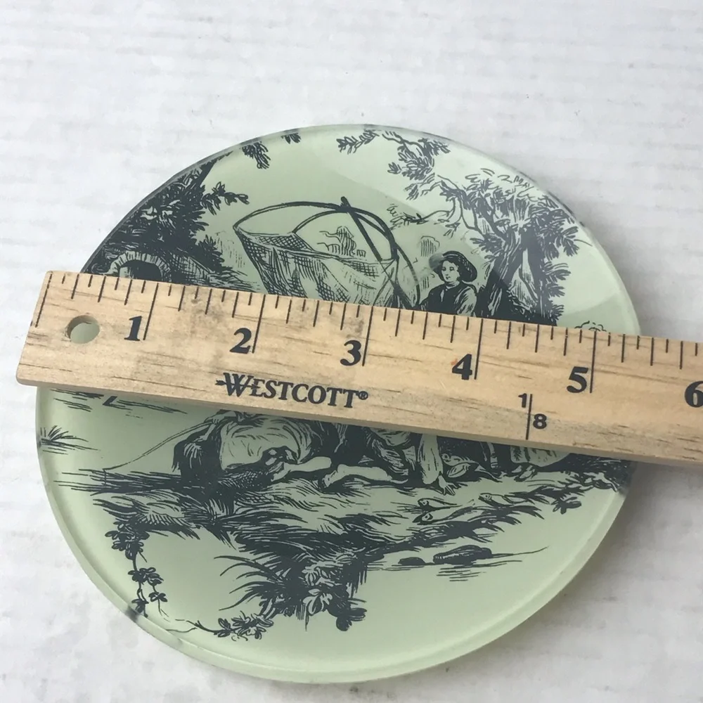 NWT - VINTAGE OLD NAVY SUPPLY CO. Glass Victorian Family Fishing Trinket Dish